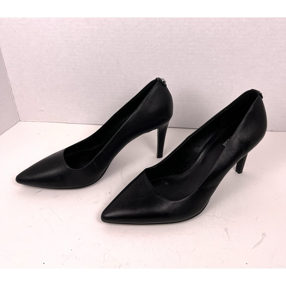Michael Kors Black Leather Pointed Toe Heels 7.5M Classic Pumps Stiletto Career - Picture 4 of 9